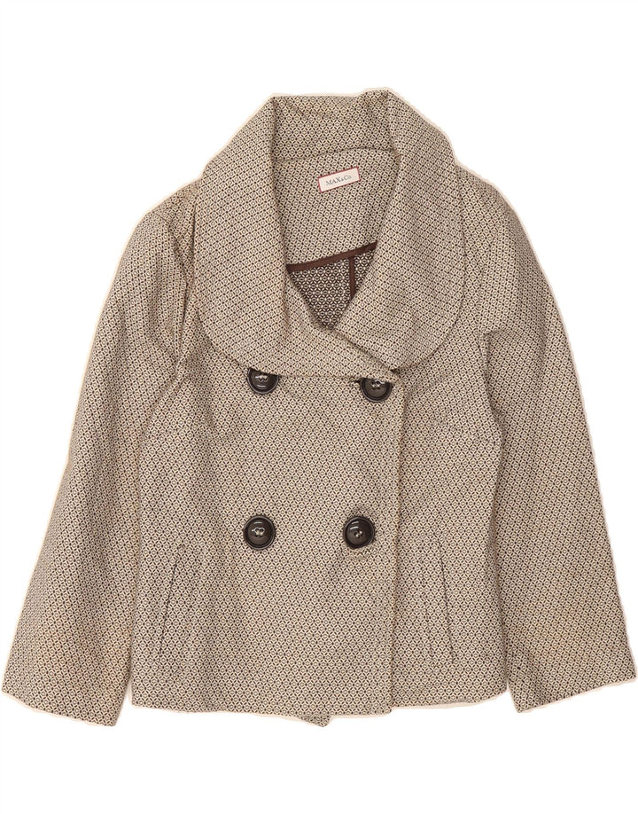MAX & CO. Womens 3/4 Sleeve Blazer Jacket UK 12 Medium Beige Geometric Vintage Max & Co. and Second-Hand Max & Co. from Messina Hembry 