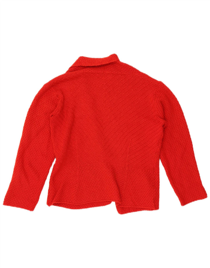 Marks & Spencer Womens Crop Open Cardigan Sweater UK 10 Small Red Wool