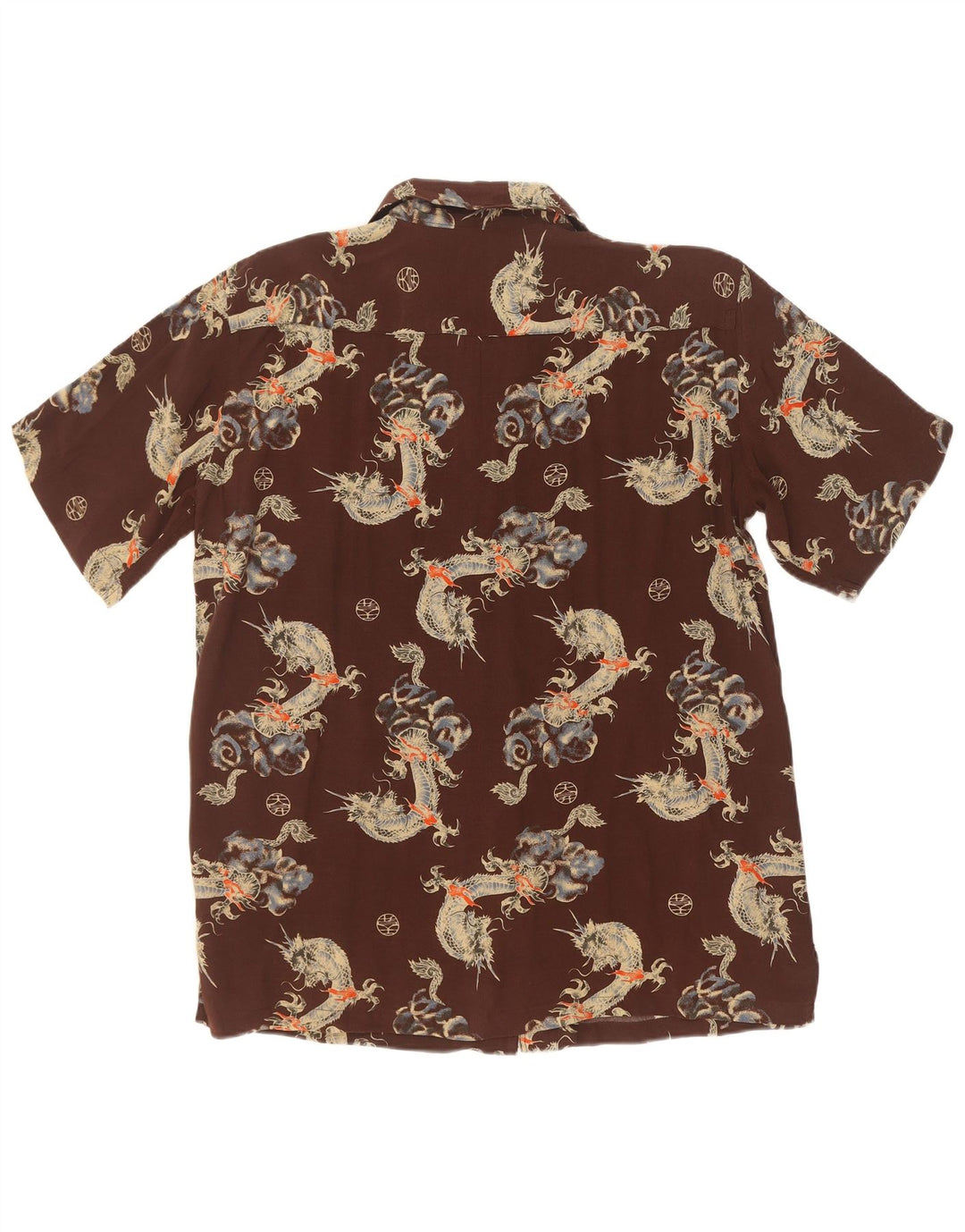 Exsezon Mens Abstract Pattern Short Sleeve Shirt Large Brown