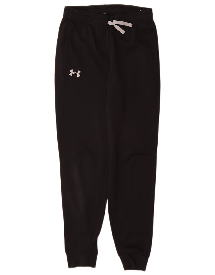 UNDER ARMOUR Girls Tracksuit Trousers Joggers 9-10 Years Medium  Black