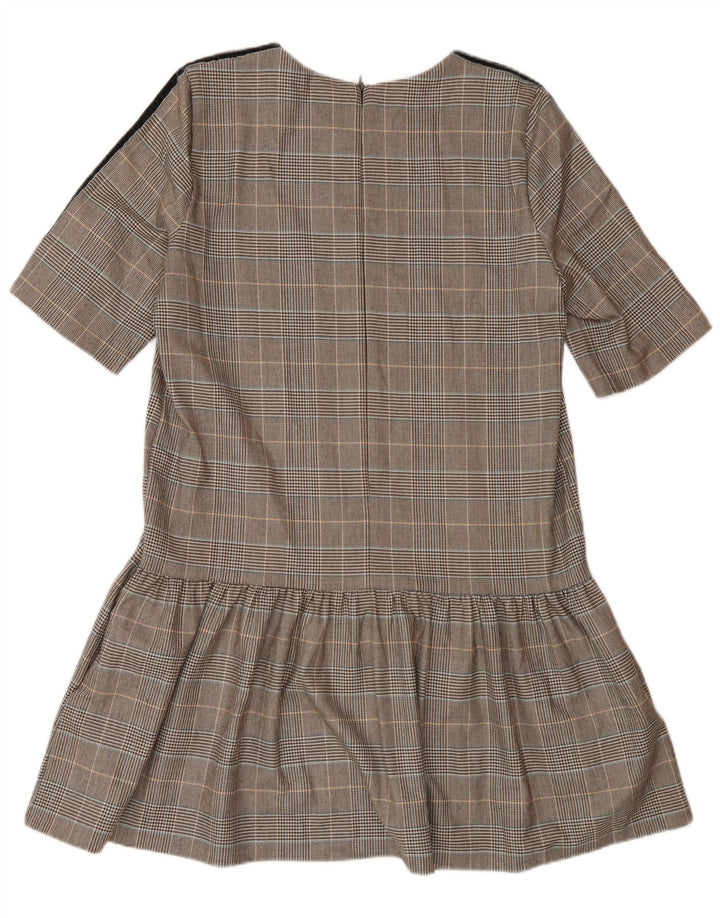 Zara Dame A-Line Kjole UK 16 Stor brun ternet polyester