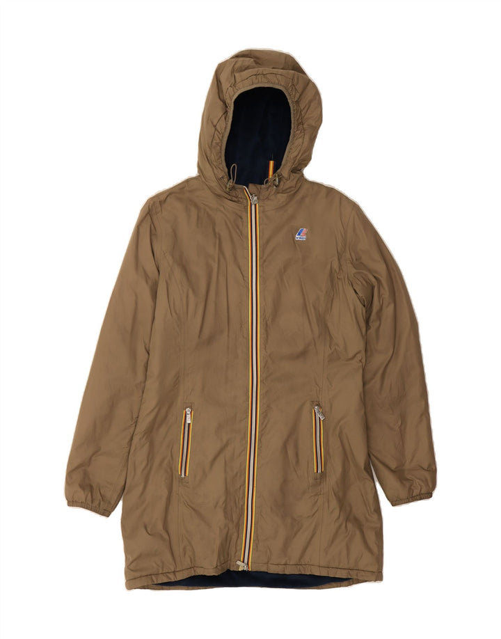 K-WAY Boys Hooded Padded Coat 6-7 Years Brown Polyamide Vintage K-Way and Second-Hand K-Way from Messina Hembry 