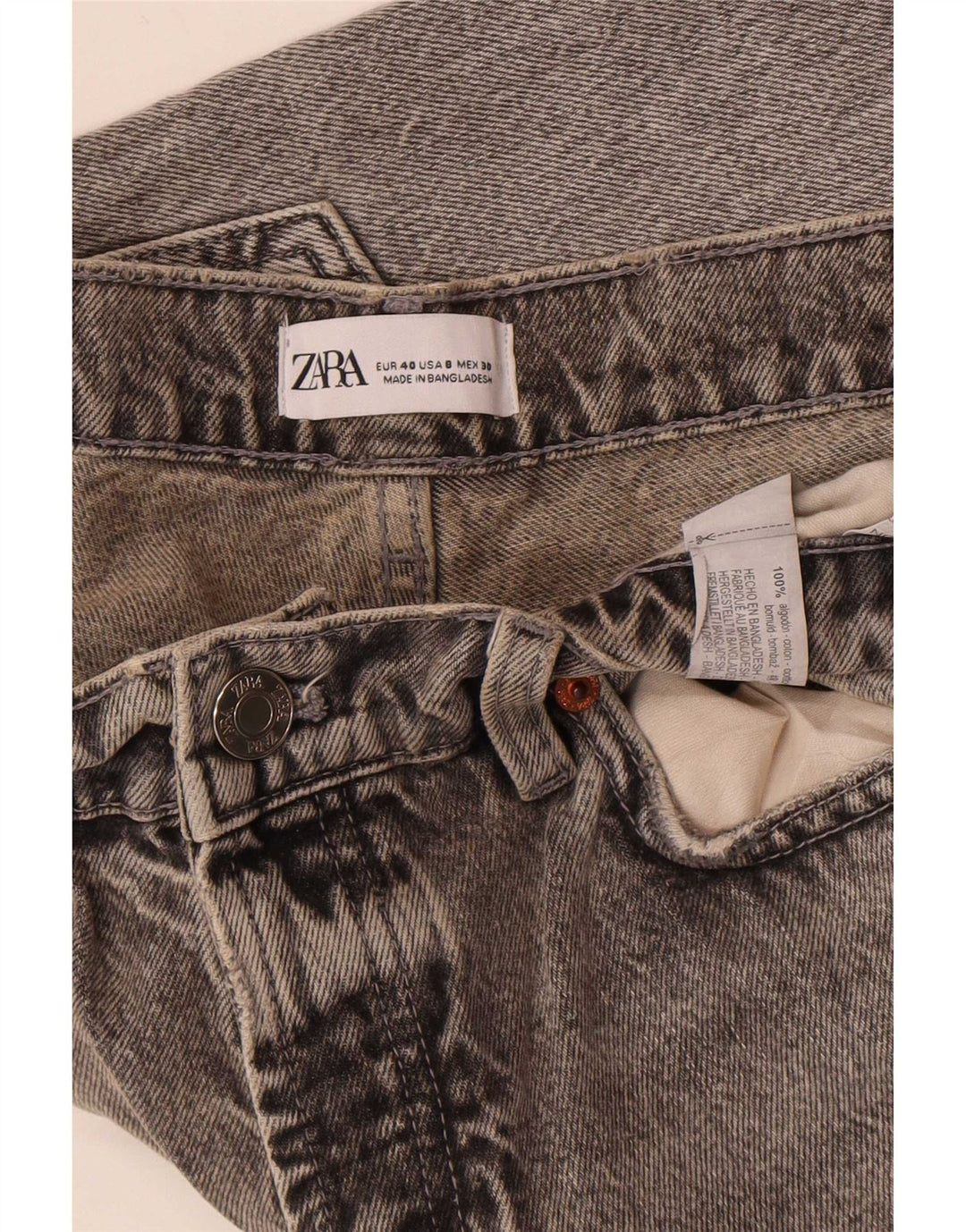 Zara Dame Straight Jeans EU 40 Medium W30 L34 Grå Bomuld