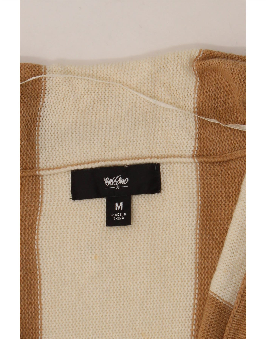 MOSSIMO Womens Asymmetric Open Cardigan Sweater UK 12 Medium Brown Striped Vintage Mossimo and Second-Hand Mossimo from Messina Hembry 