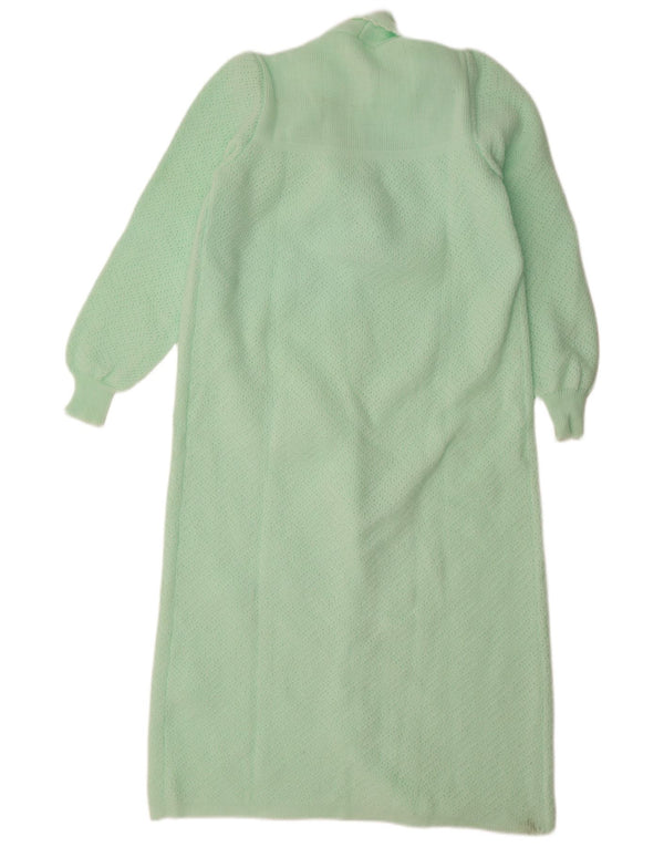 Vintage dame strikkjole UK 18 XL Grøn blomster