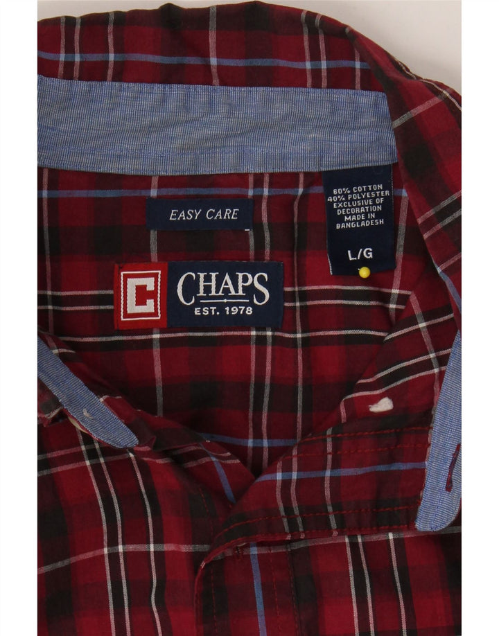 CHAPS Mens Shirt Large Burgundy Check Cotton Vintage Chaps and Second-Hand Chaps from Messina Hembry 