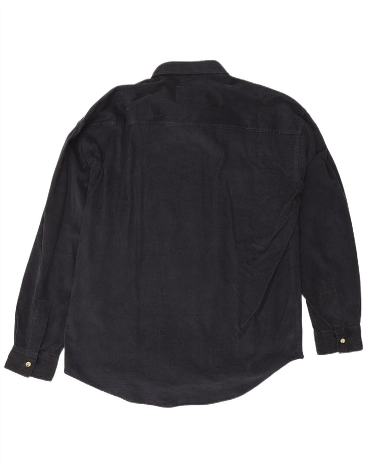 BRUGI Høj fløjlsskjorte til mænd Medium marineblå akryl