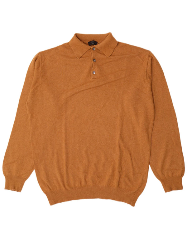 Breuninger Herre Polo Neck Jumper Sweater IT 56 2XL Brun Merinould