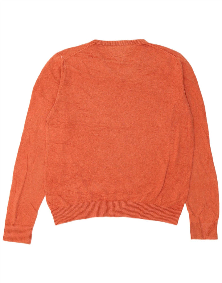 Tommy Hilfiger Herre V-hals sweater Small Orange Bomuld