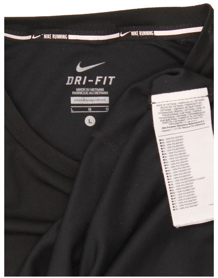 Nike Dri Fit T-shirt top til mænd, stor sort polyester