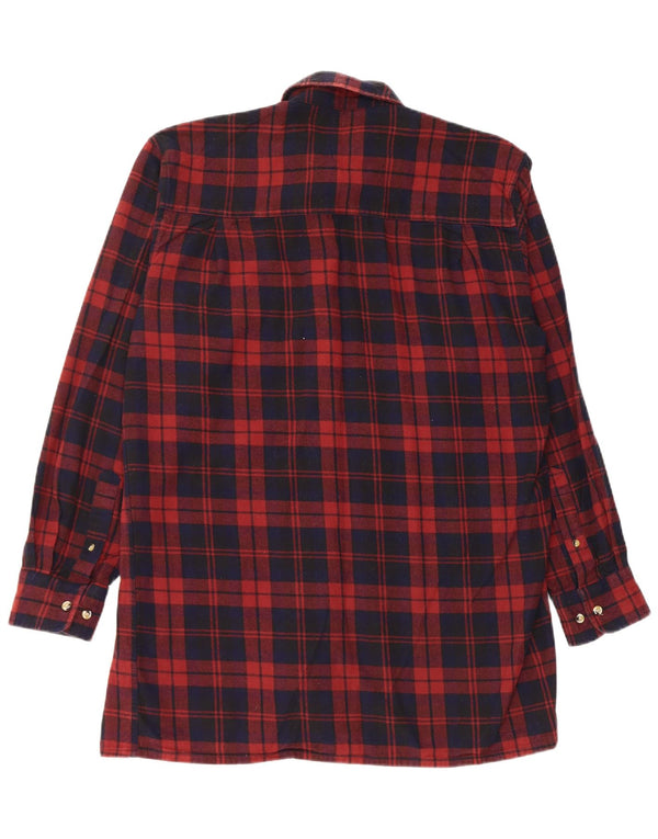 VINTAGE Herre Comfort Fit Flanelskjorte Medium Bourgogne ternet bomuld