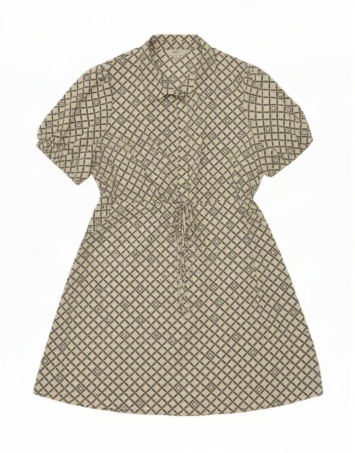 Marks & Spencer Dame A-Line Kjole UK 16 Stor Hvid Geometrisk Polyester