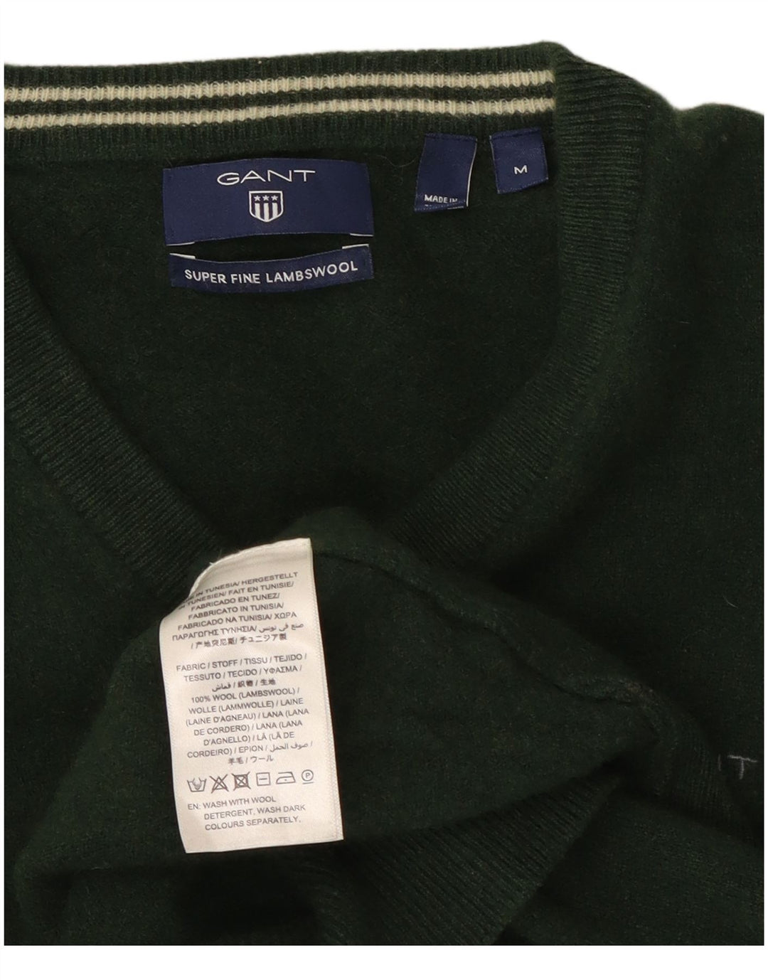 Gant Herre V-hals sweater Medium Grøn lammeuld