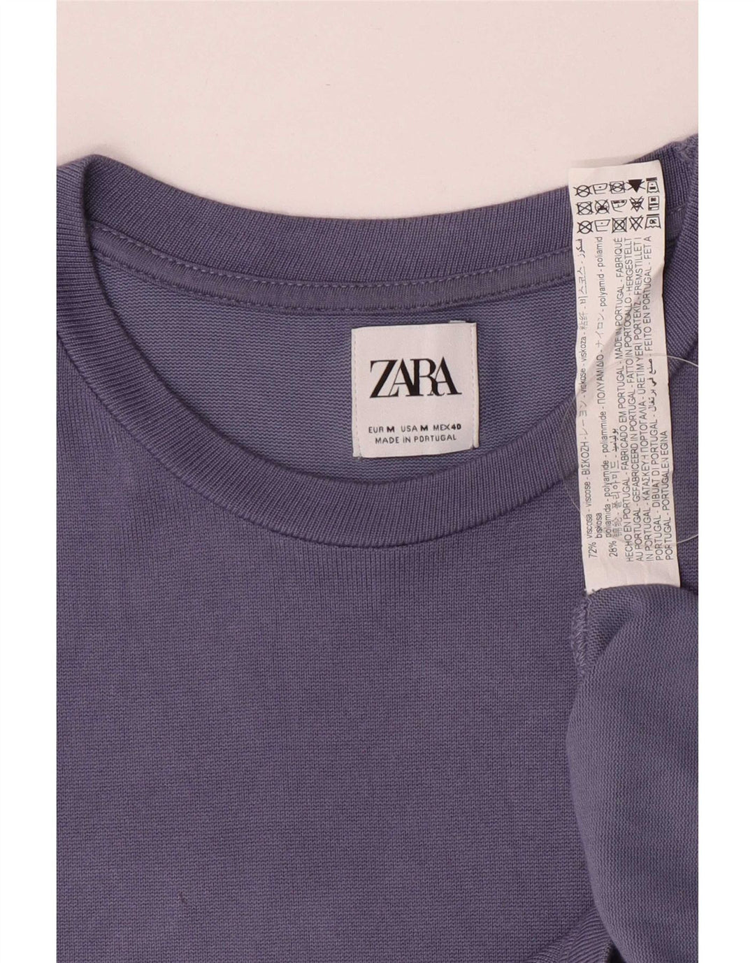 Zara Herre T-Shirt Top Medium Lilla Viscose