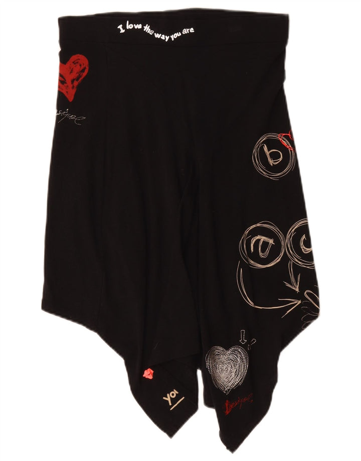 Desigual kvinders grafiske asymmetriske nederdel lille W27 sort bomuld