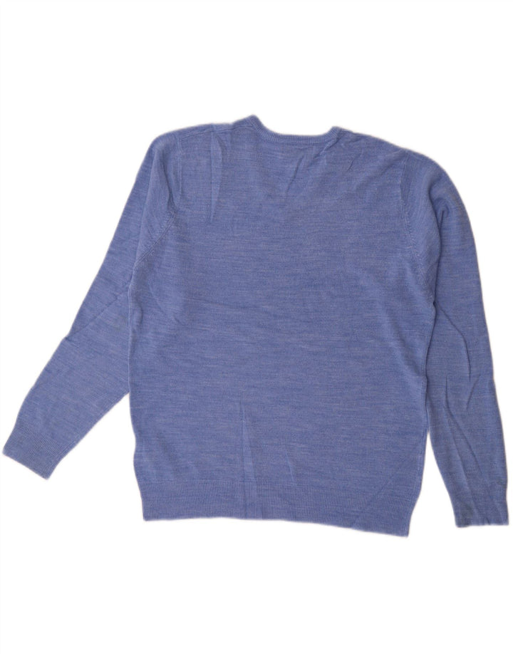 MARKS & SPENCER Herre Regular Fit V-hals sweater mellemblå akryl