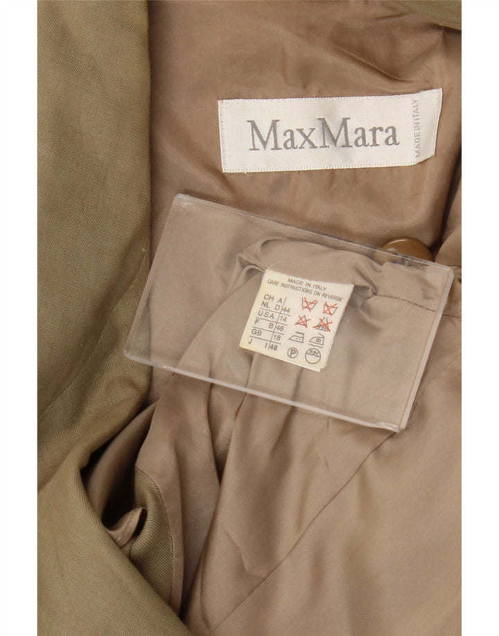Max Mara Dame 1 Knap Blazer Jacket UK 18 XL Khaki Linen