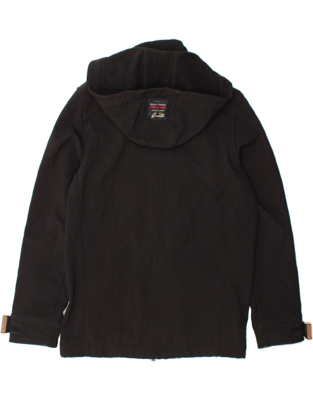 ROOTS CANADA Mens Hooded Windbreaker Jacket UK 38 Medium Black Polyester Vintage Roots canada and Second-Hand Roots canada from Messina Hembry 