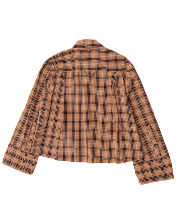 Zara oversize skjorte til kvinder UK 10 Lille brun ternet bomuld
