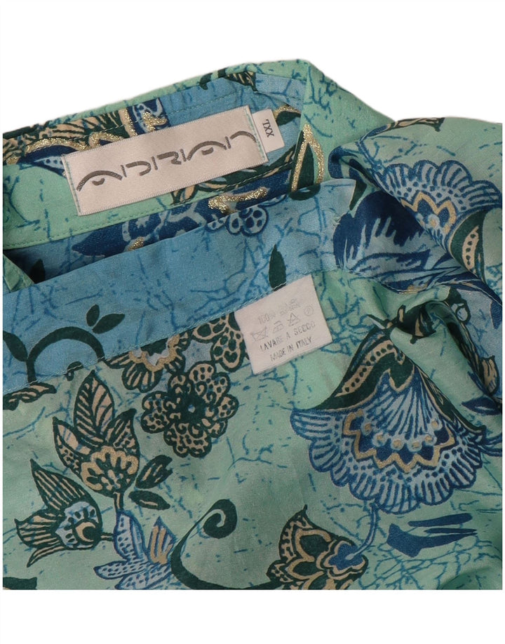Vintage herreskjorte 2XL blå blomstersilke