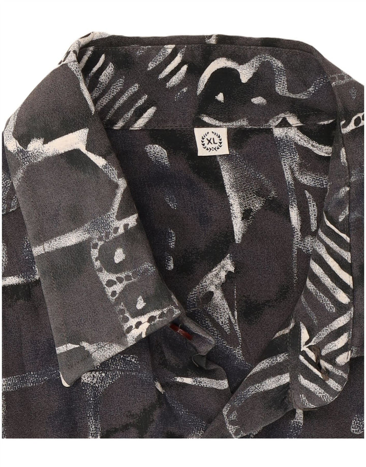 VINTAGE Mens Short Sleeve Shirt XL Grey Geometric