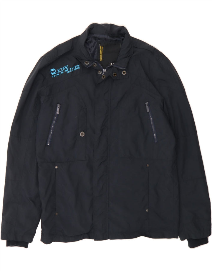 JACK & JONES Mens Windbreaker Jacket UK 40 Large Navy Blue Vintage Jack & Jones and Second-Hand Jack & Jones from Messina Hembry 