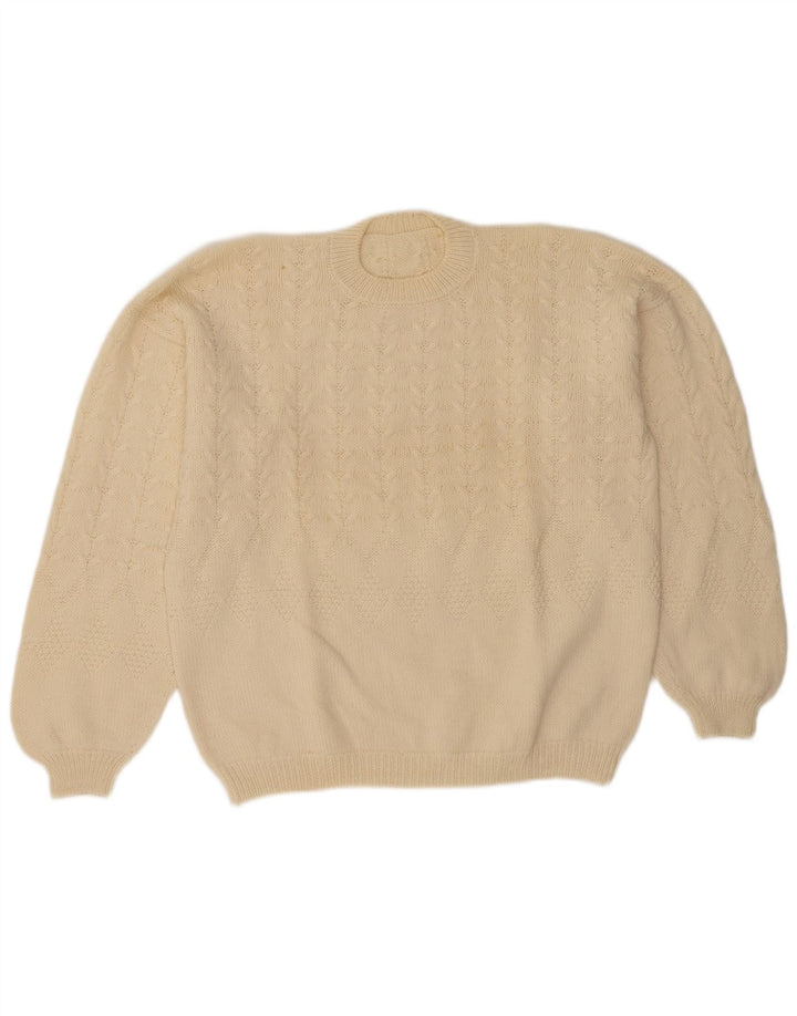 Vintage herre sweater med rund hals, stor off-hvid