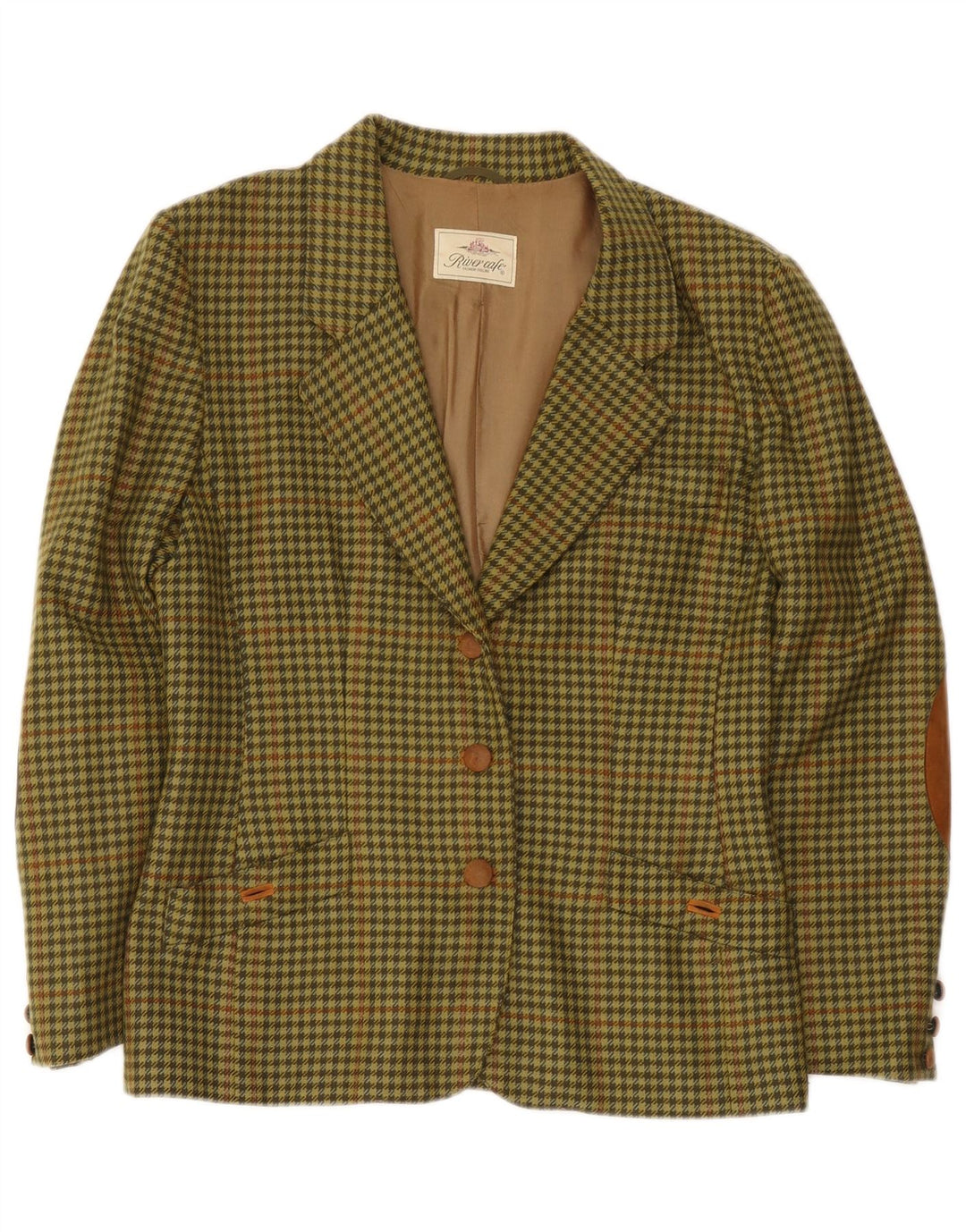 Vintage herre 3-knaps blazerjakke IT 44 Medium Green Houndstooth