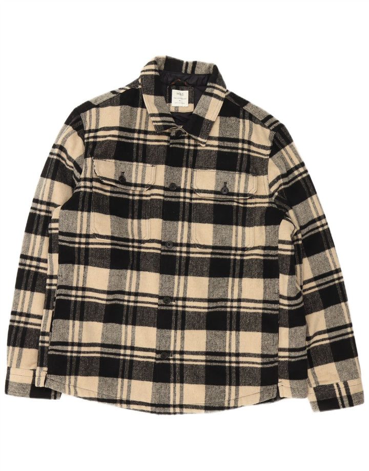 Marks & Spencer Herre Oversized Oversize Flanellskjorte XL Beige Ternet