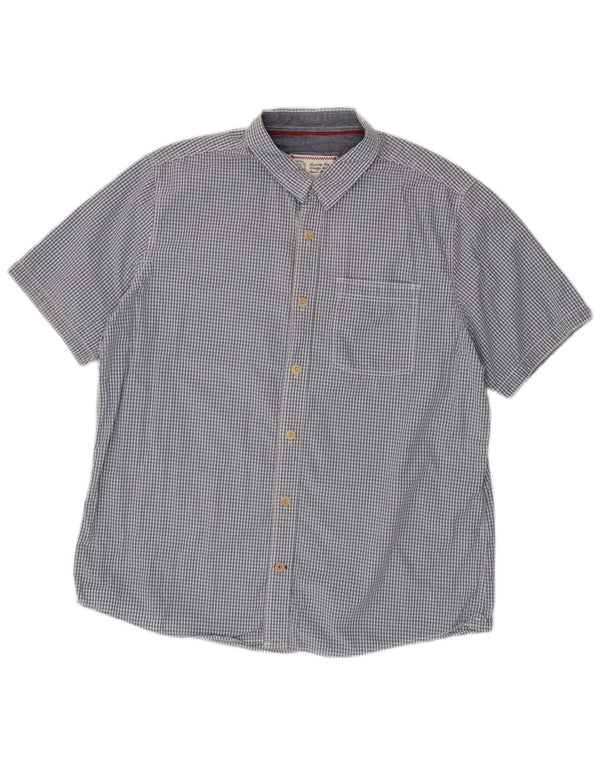 Fat Face Mens Short Sleeve Shirt XL Blue Gingham Cotton
