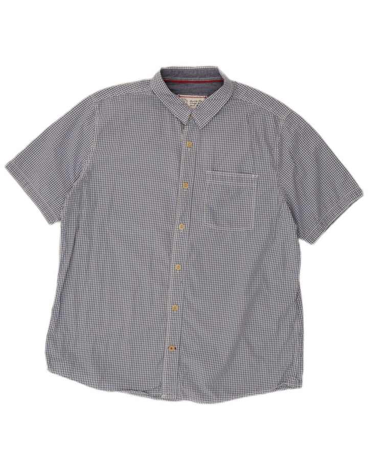 Fat Face Kortærmet Herreskjorte XL Blå Gingham Bomuld