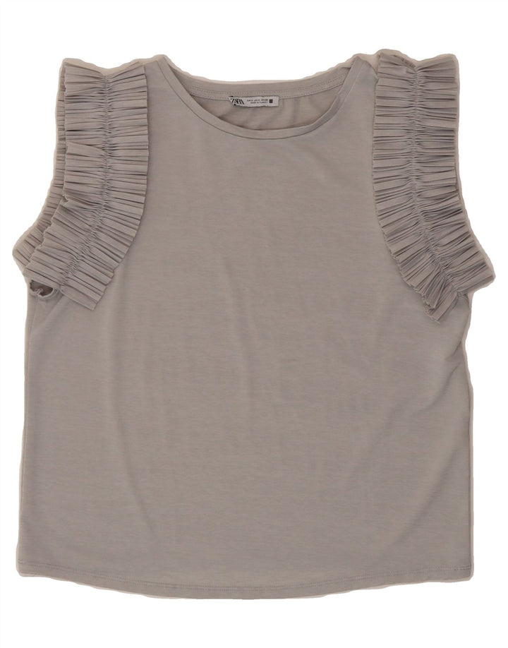 ZARA Womens Sleeveless Blouse Top UK 10 Small Grey Polyester Vintage Zara and Second-Hand Zara from Messina Hembry 