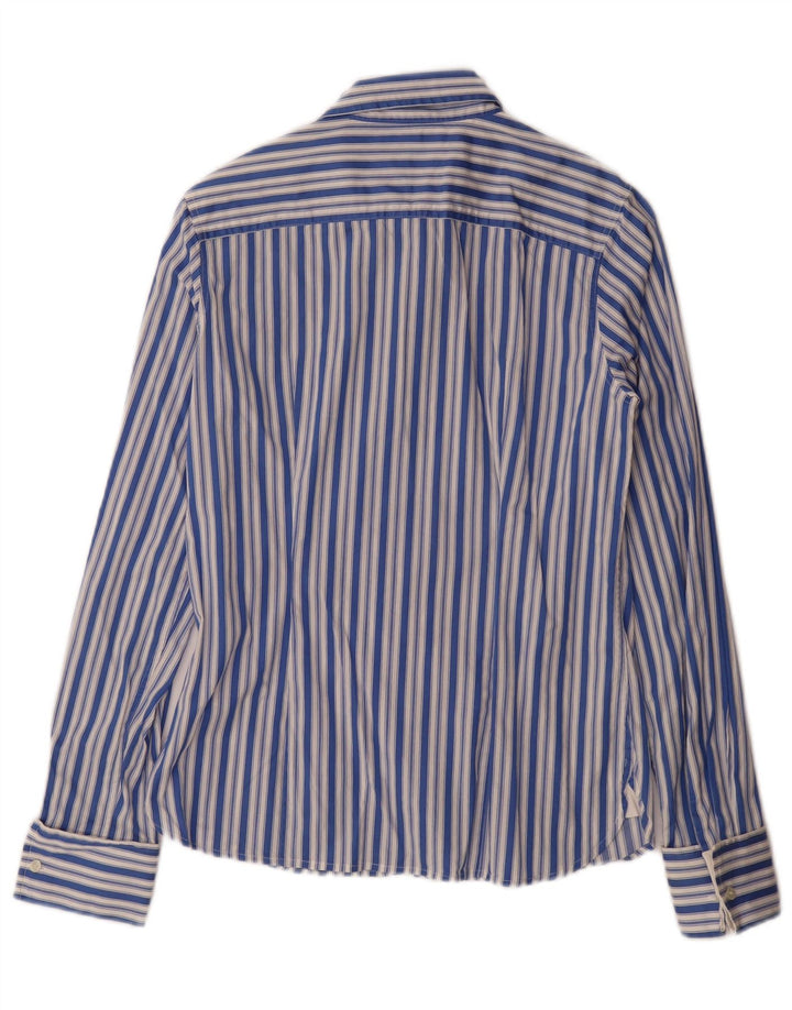 TOMMY HILFIGER Womens Shirt US 8 Medium Blue Striped Cotton