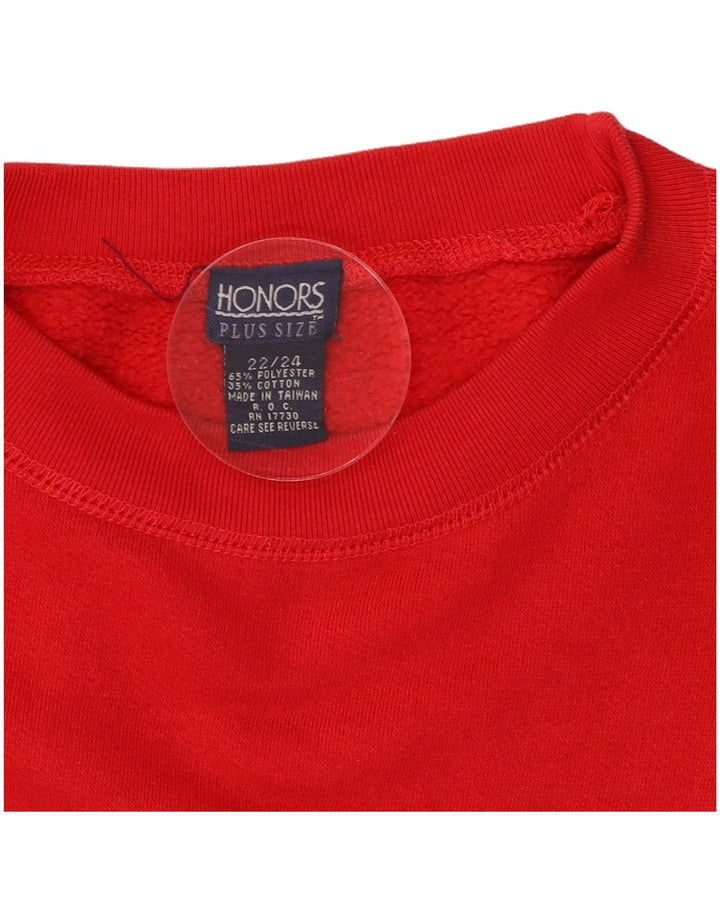 Honours Kvinders Grafisk Oversized Sweatshirt Jumper UK 22/24 2XL Rød
