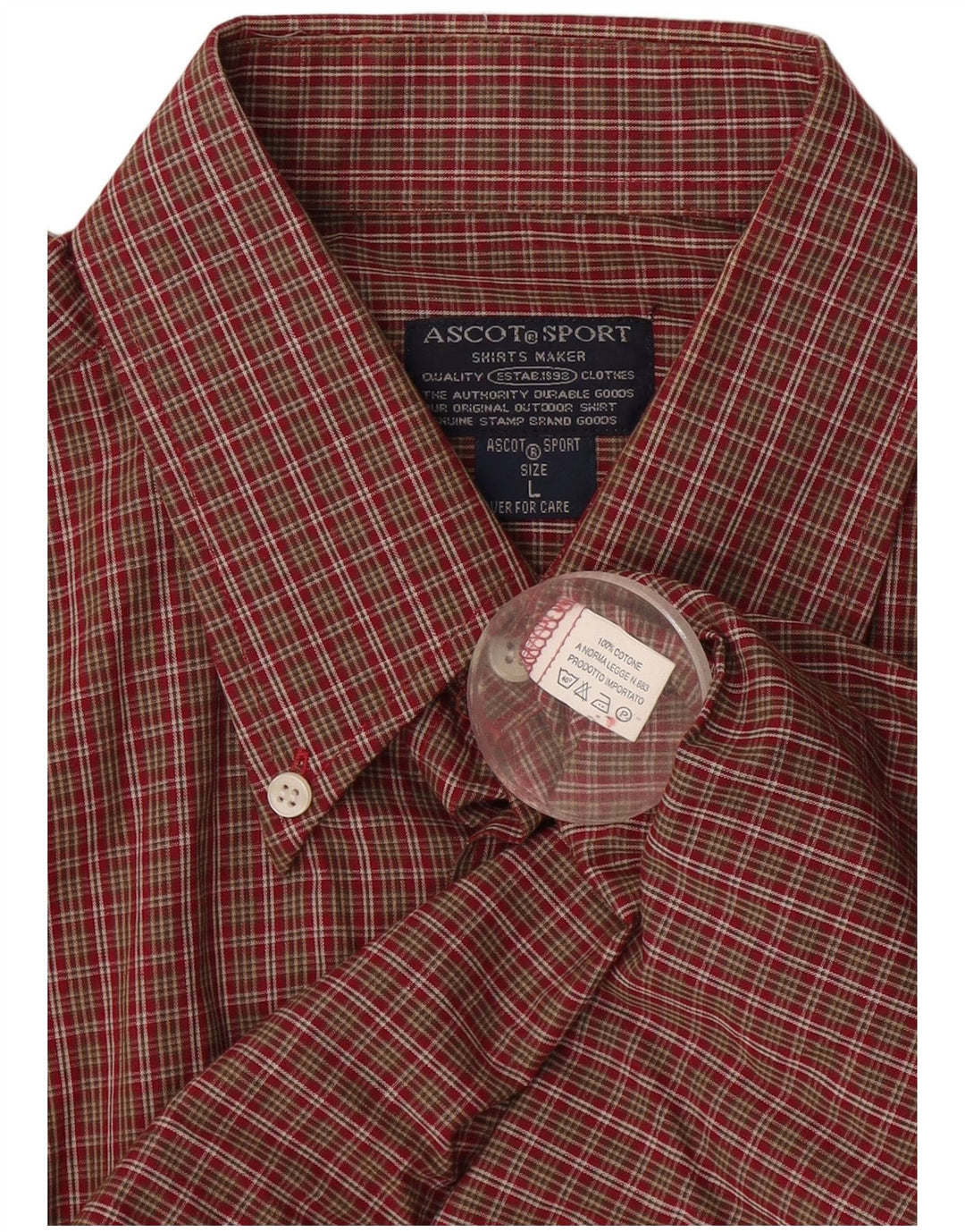 ASCOT SPORTS Herreskjorte Stor Burgundy Gingham Cotton