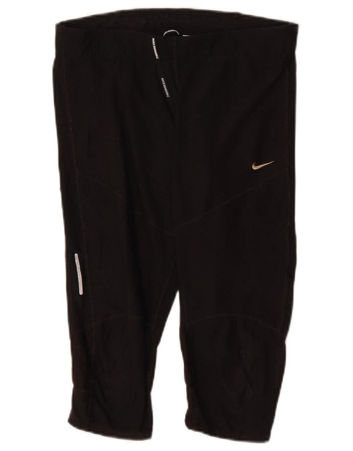 NIKE Dame Dri Fit Capri Træningsdragt Bukser UK 12 Medium Sort Polyester