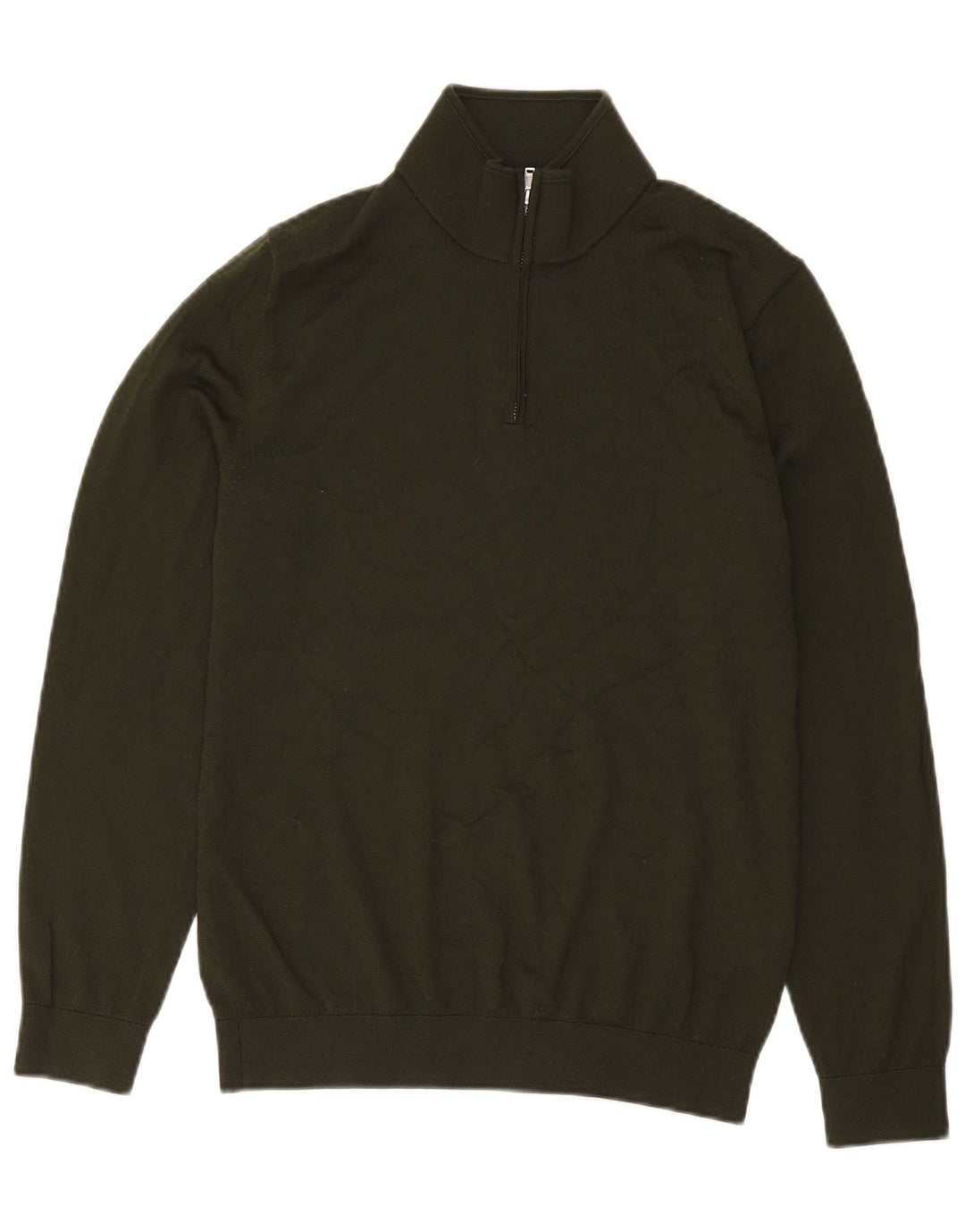 Reiss Herre Zip Neck Jumper Sweater Stor Grøn Akryl