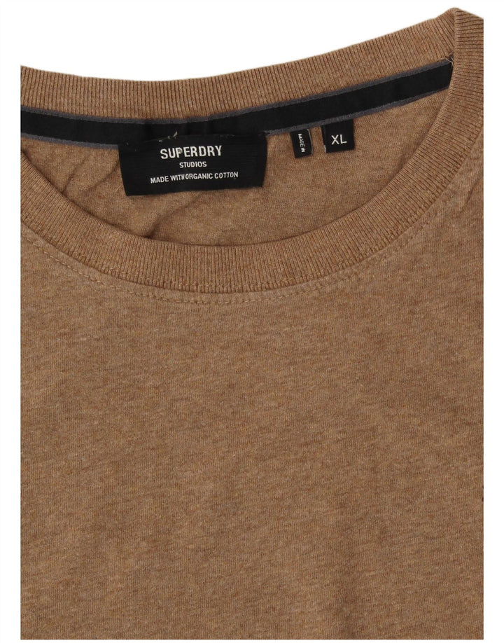 SUPERDRY T-shirt top til kvinder UK 18 XL Beige Bomuld