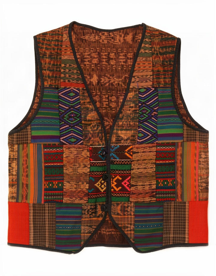 Vintage vest til mænd Medium flerfarvet patchwork