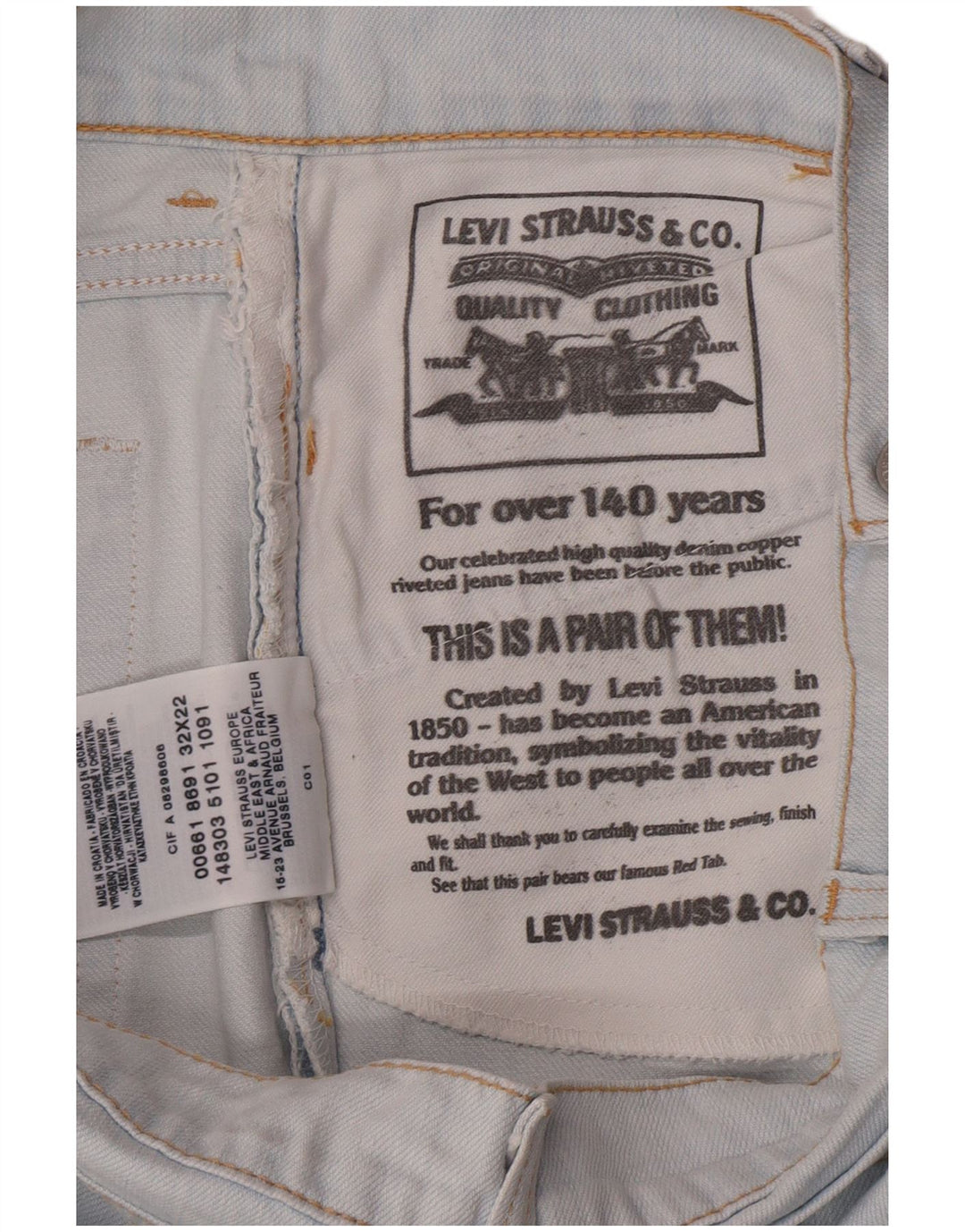Levi's Dame Denim Nederdel W32 Stor Blå Bomuld