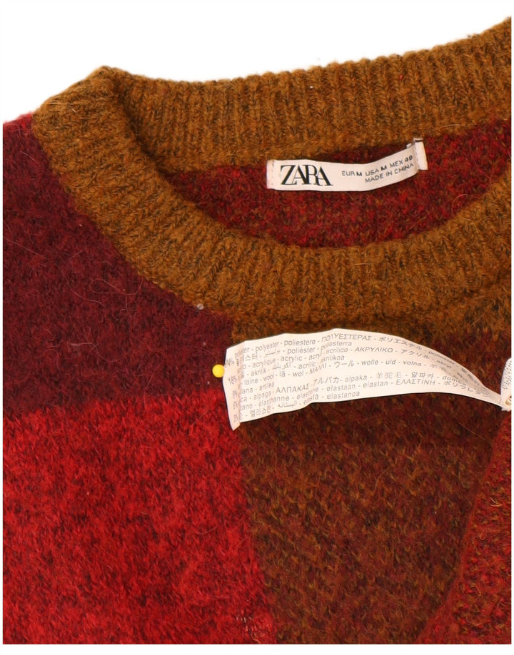 Zara Herre Crew Neck Jumper Sweater Medium Flerfarvet Geometrisk Polyester