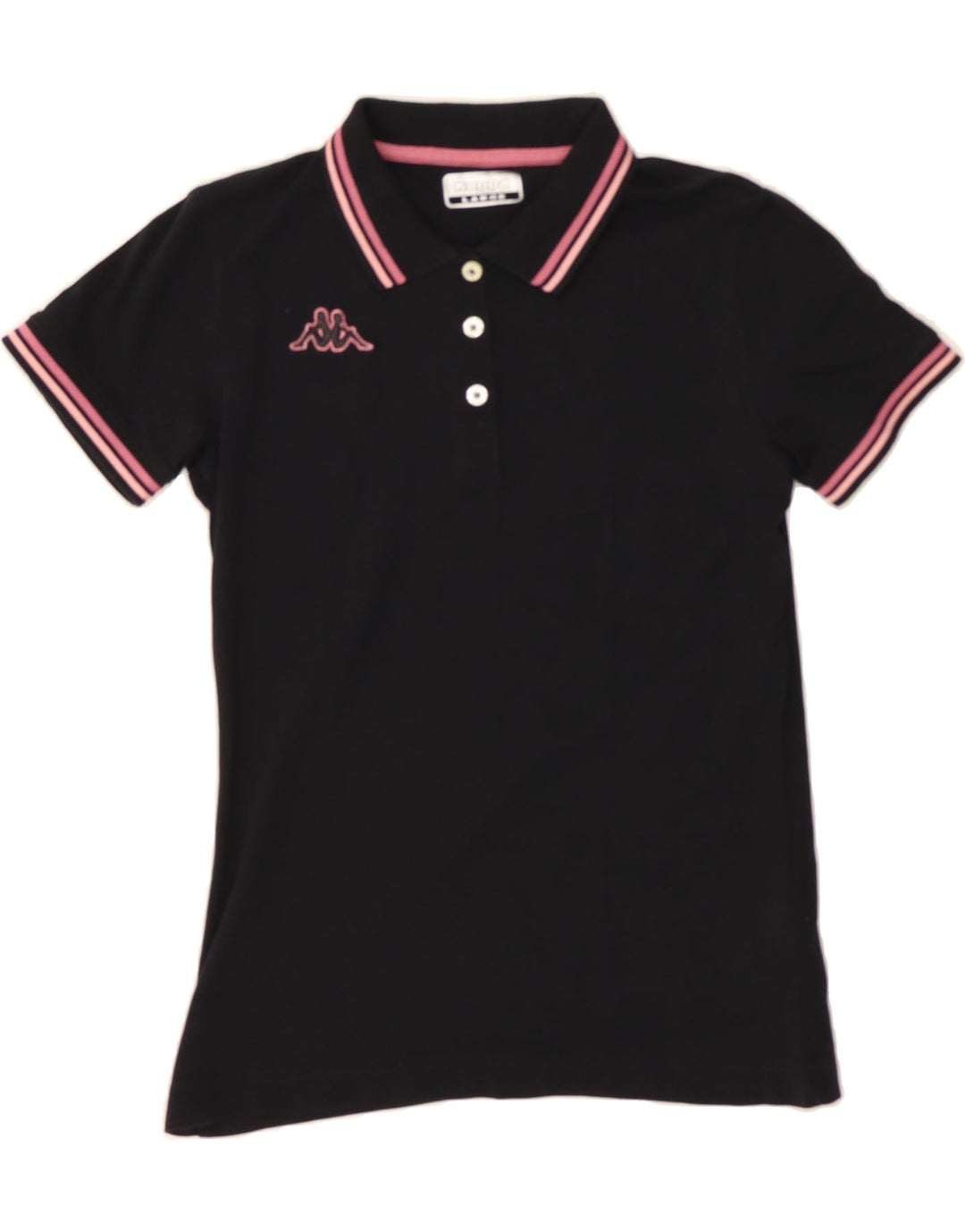 KAPPA Womens Polo Shirt UK 14 Large Black Cotton Vintage Kappa and Second-Hand Kappa from Messina Hembry 