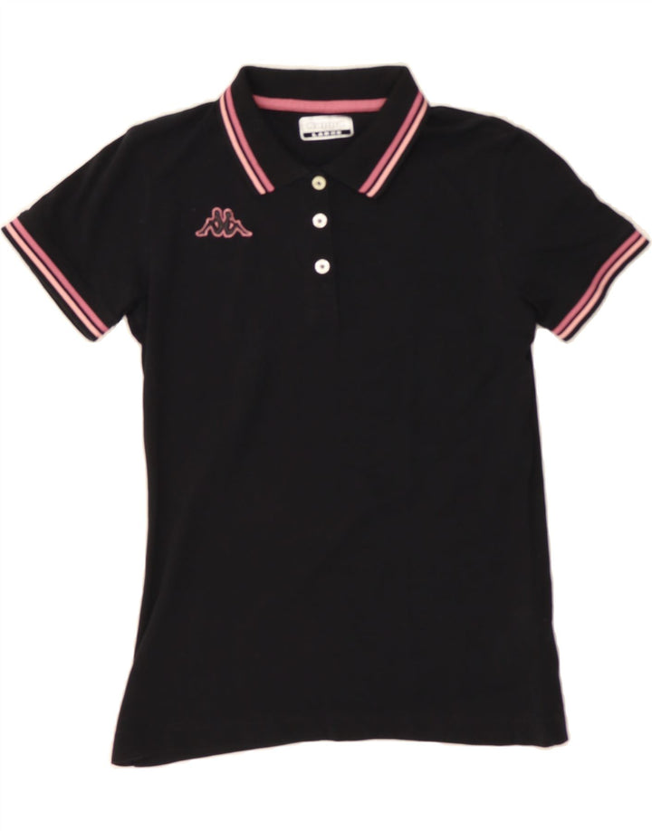 KAPPA Womens Polo Shirt UK 14 Large Black Cotton Vintage Kappa and Second-Hand Kappa from Messina Hembry 