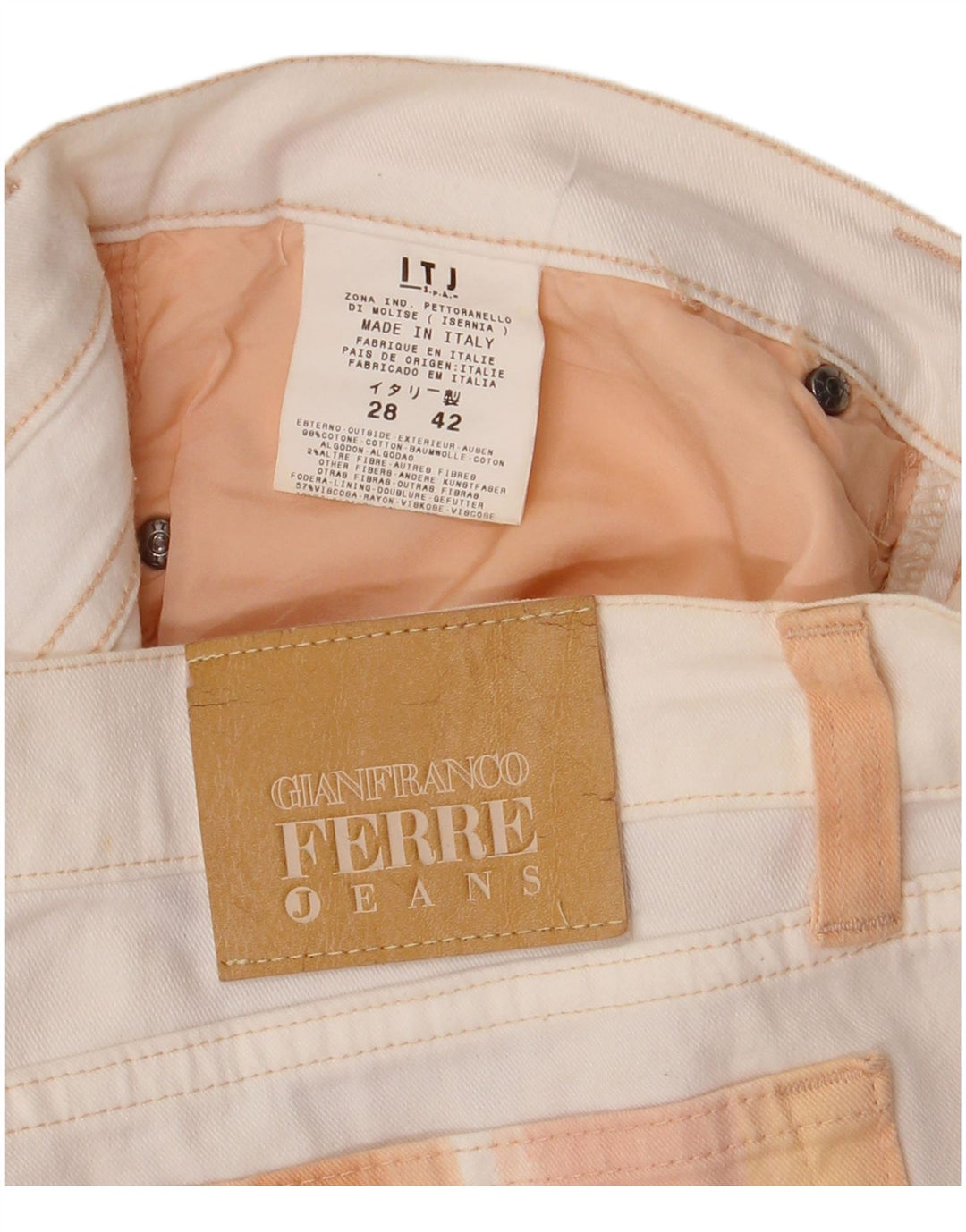 Gianfranco Ferre Dame Bermuda Denim Shorts W28 Medium White Colourblock