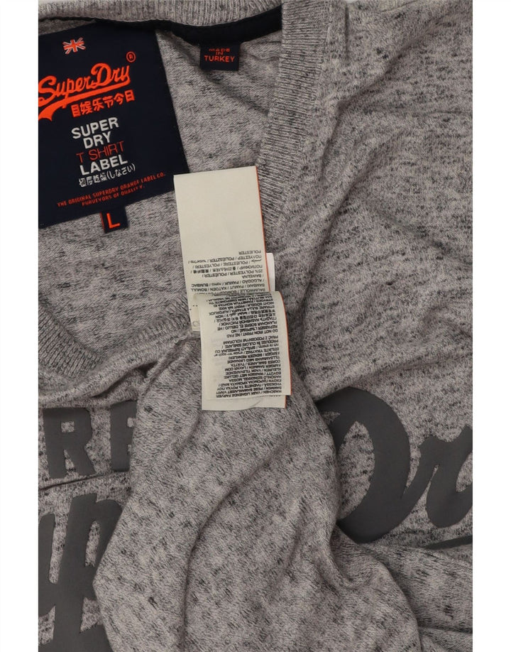 SUPERDRY Herre grafisk top langærmet stor grå flækket bomuld