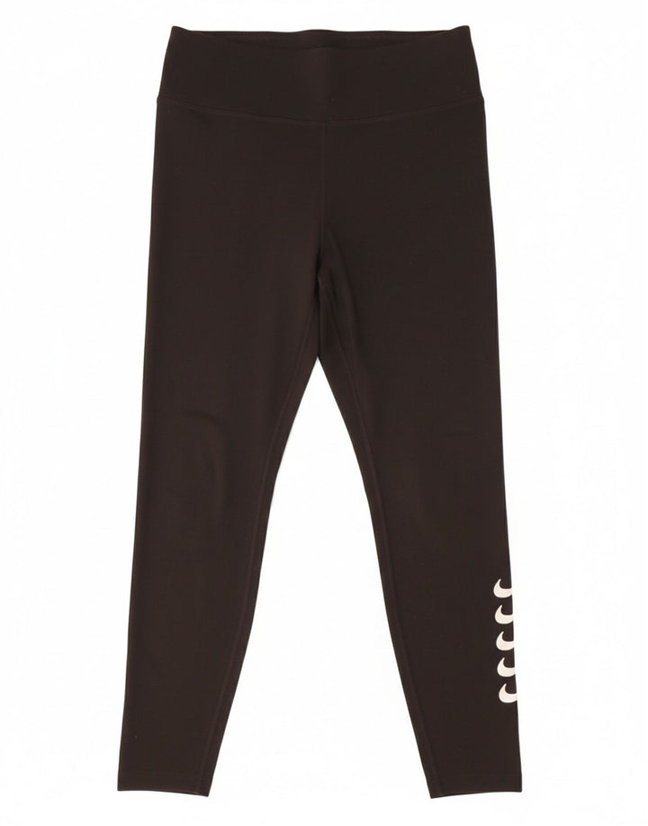 NIKE Womens Dri Fit Graphic Crop Leggings UK 14 Medium Black