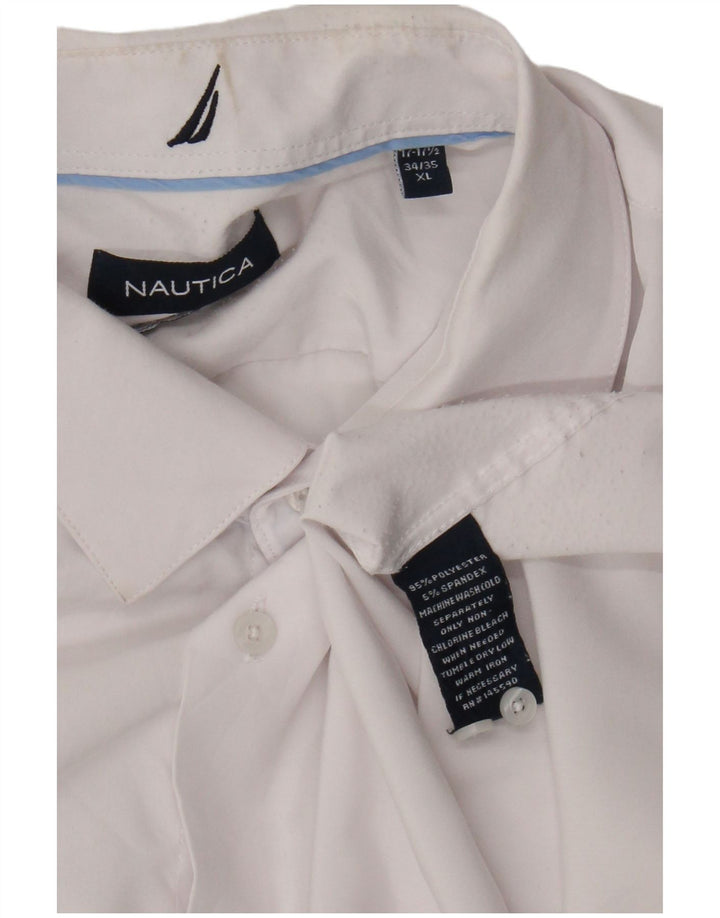 Nautica Herre Slim Fit Skjorte Størrelse 17 1/2 XL Hvid Polyester