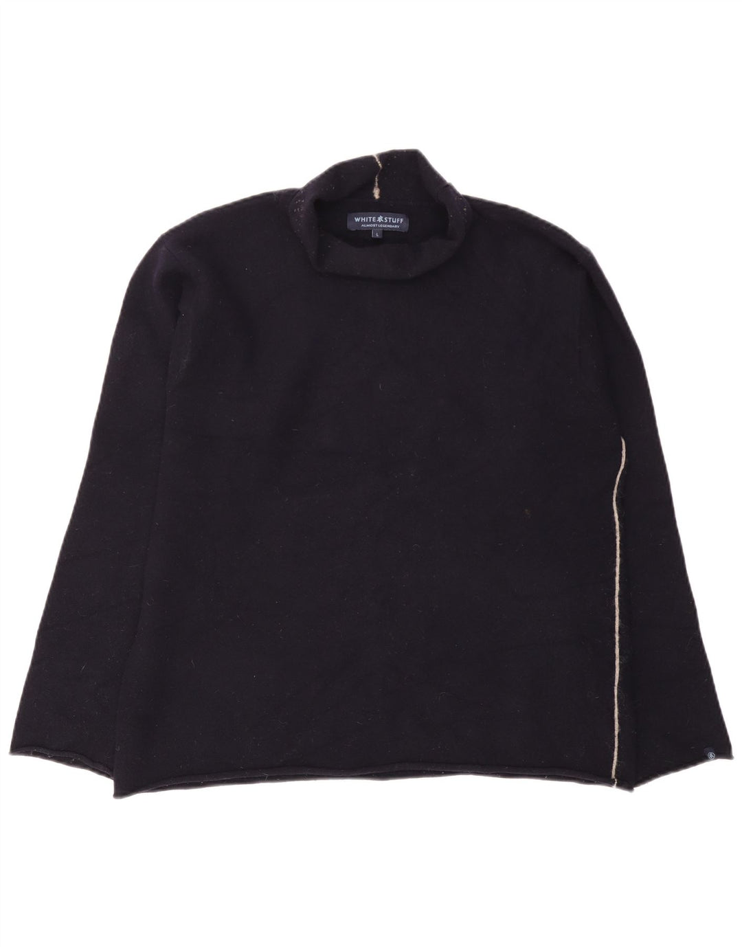 White Stuff Dame Roll Neck Jumper Sweater UK 16 Large Navy Blue Wool