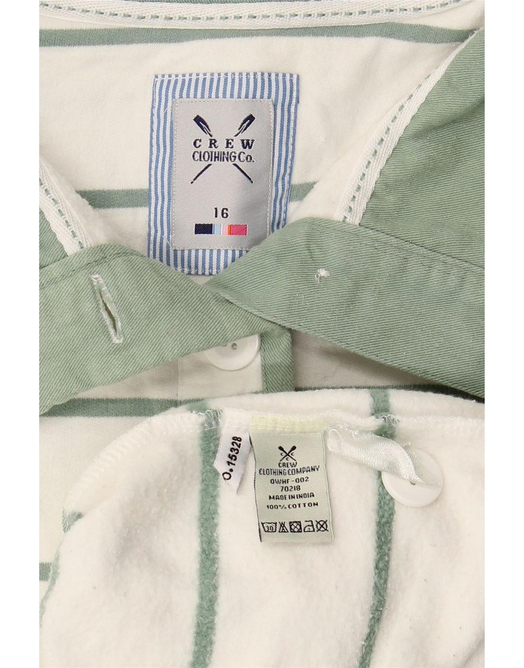 CREW CLOTHING Dame Sweatshirt Jumper UK 16 Stor hvid stribet