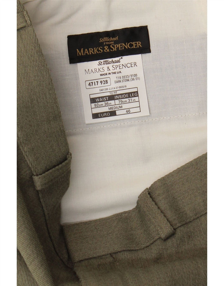 Marks & Spencer Straight Chino-bukser til mænd W36 L31 Grå polyester